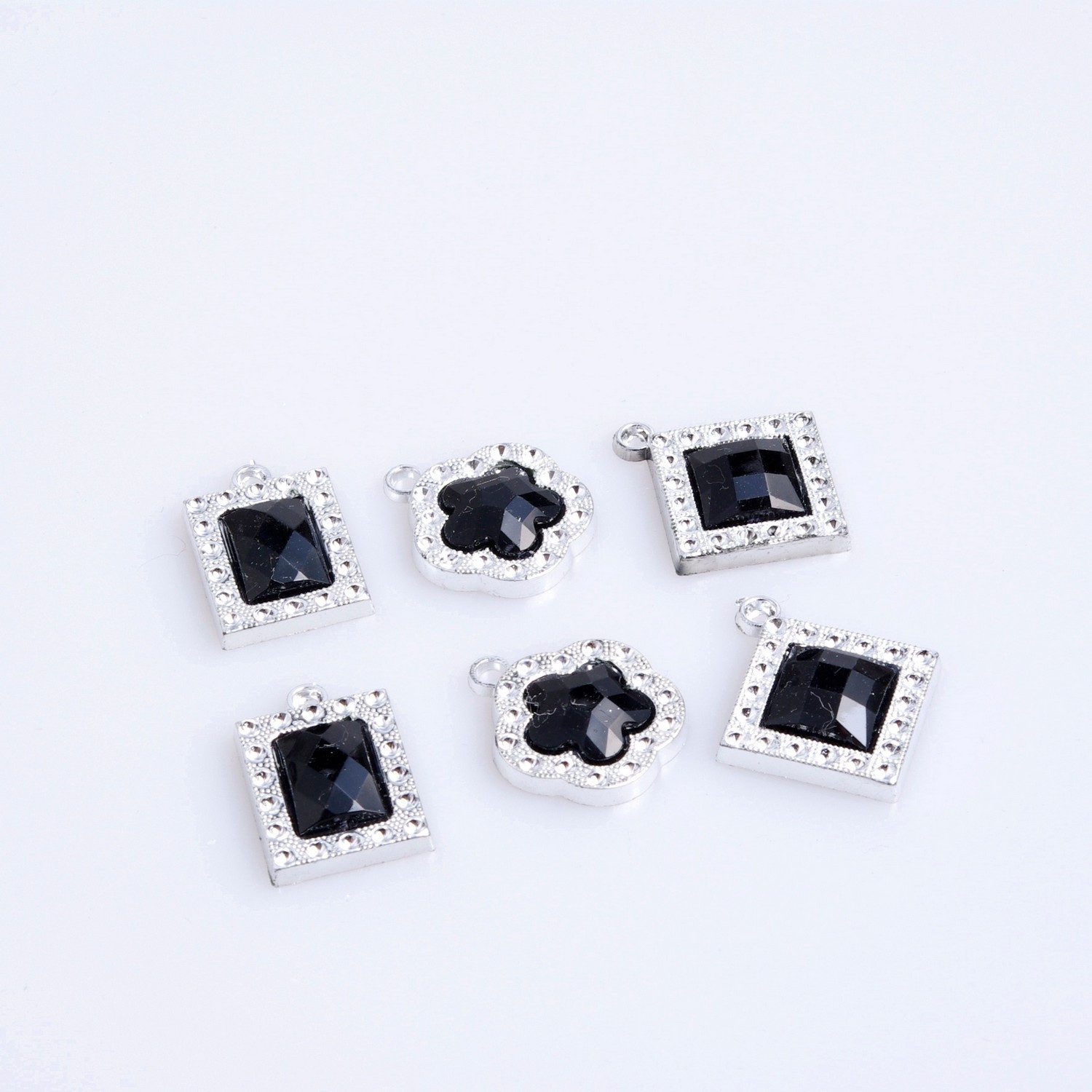 Deko AS Dekoobjekt Schmucksteine - silberfarbener Rahmen m. Dekostein schwarz - 3-fach s