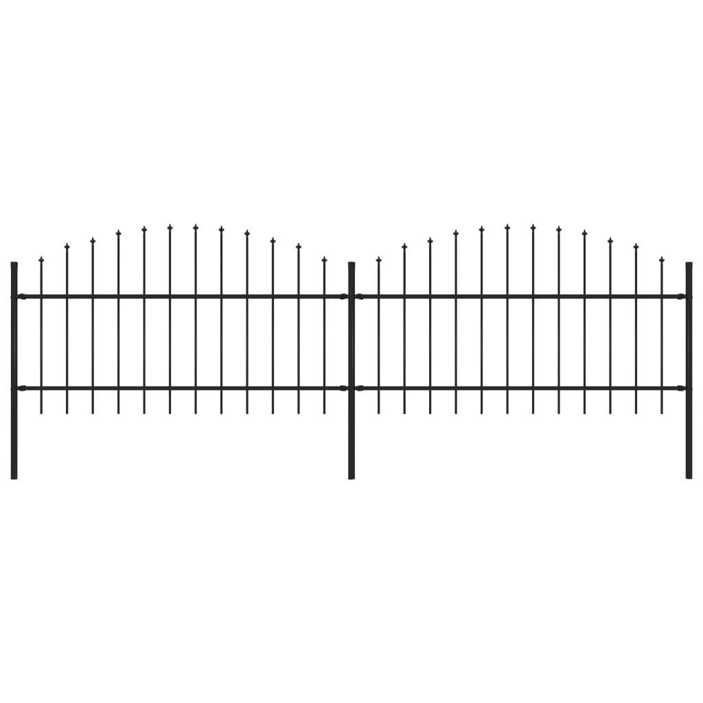 vidaXL Gartenzaun Gartenzaun mit Speerspitze Stahl 337 x 125 cm Schwarz, (1-St)