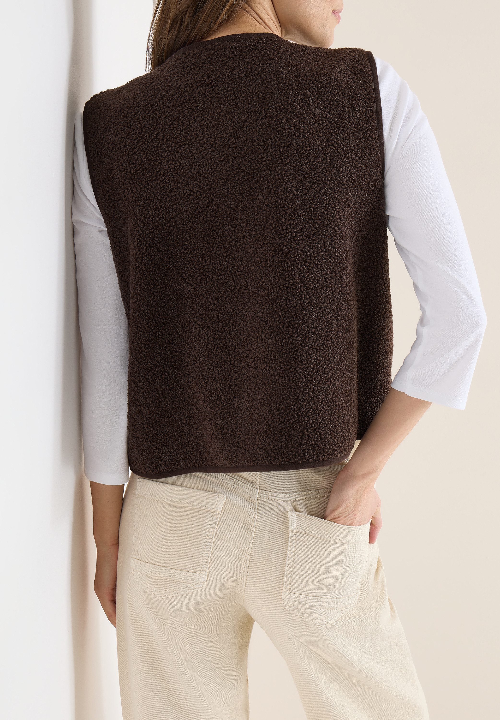 CECIL Fellweste Curly fake Wool in Woll-Optik
