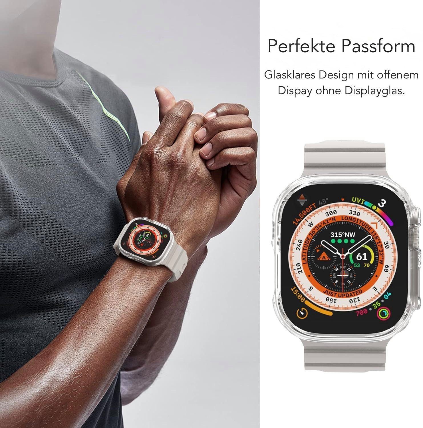 AVANA Smartwatch-Hülle für Apple Watch Ultra 3 / 2 / 1 49mm Hülle iwatch Schutzhülle Klar, Case, offenes Display, Transparent