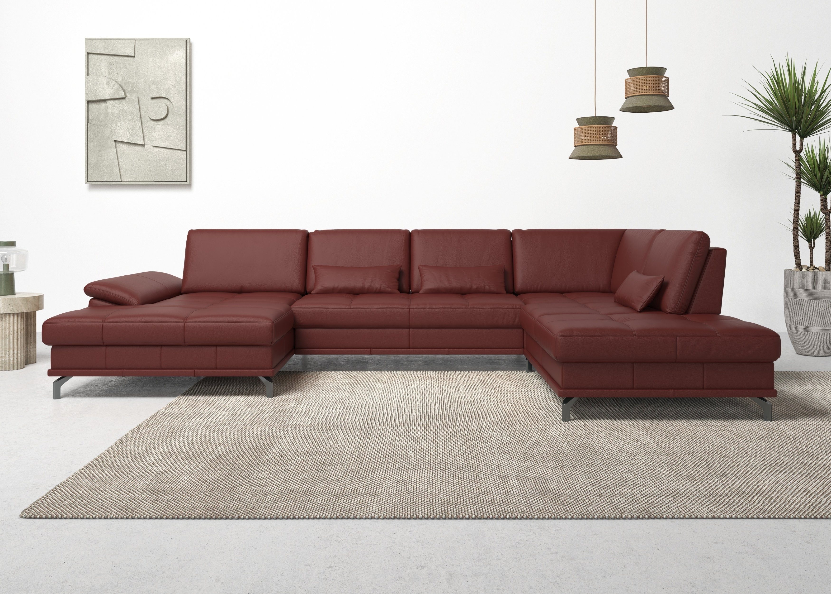 OTTO home Wohnlandschaft Costello U-Form, B: 363 cm mit Sitztiefen-, Armteilverstellung &, 3 Nierenkissen, optional Schlaffunktion & Bettkasten