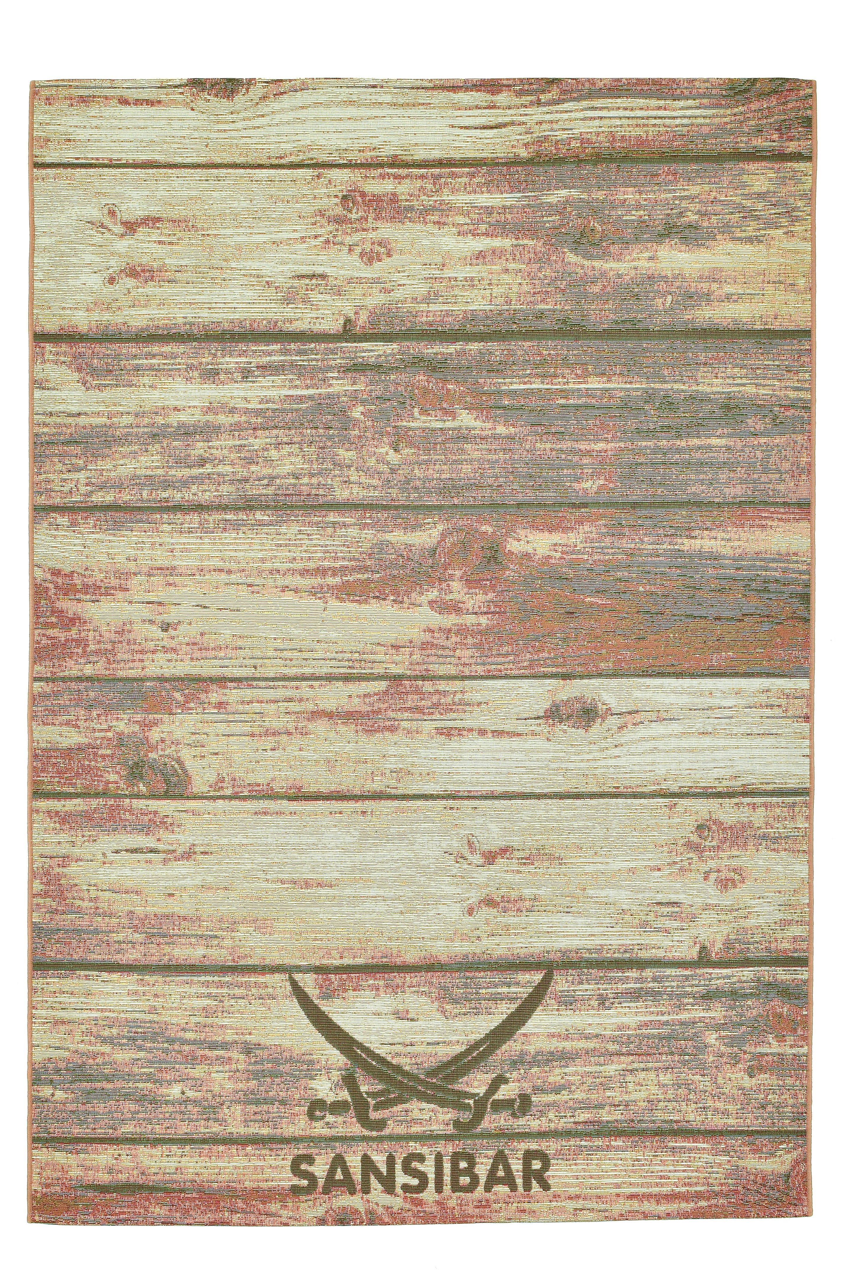 Sansibar Teppich Rantum Beach SA-029, rechteckig, Höhe: 5 mm, Flachgewebe, modernes Design, Motiv Holzdielen, In- & Outdoor geeignet