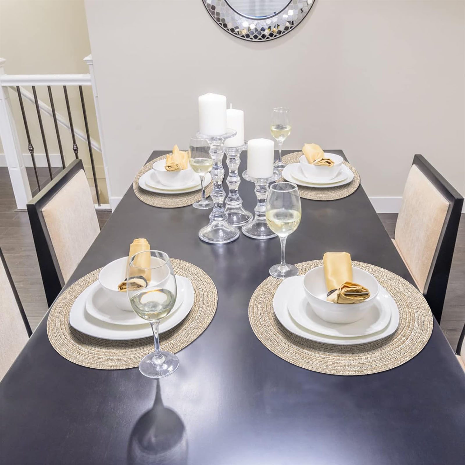 REDOM Platzset 6er Set rund Tischset Tischuntersetzer 38 cm, (Geflochten Ti günstig online kaufen