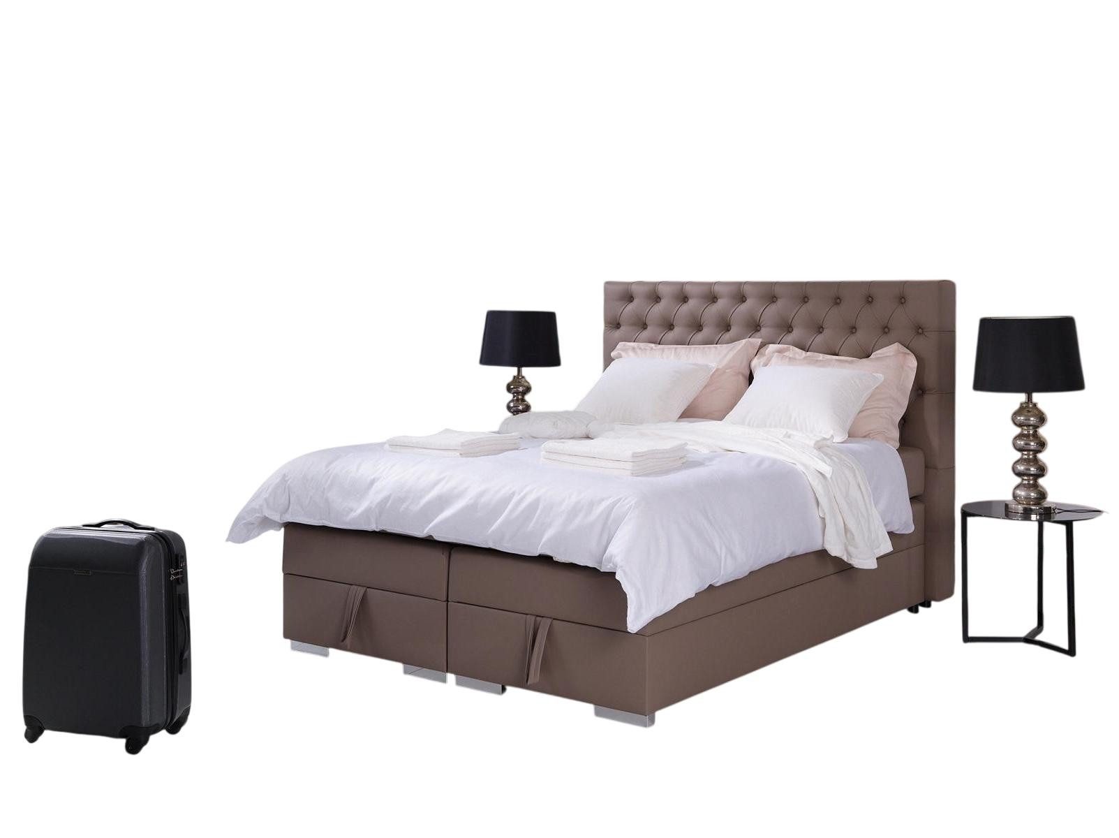 JVmoebel Boxspringbett Chesterfield Boxspringbett in Braun mit edler Polsterung (1-St)