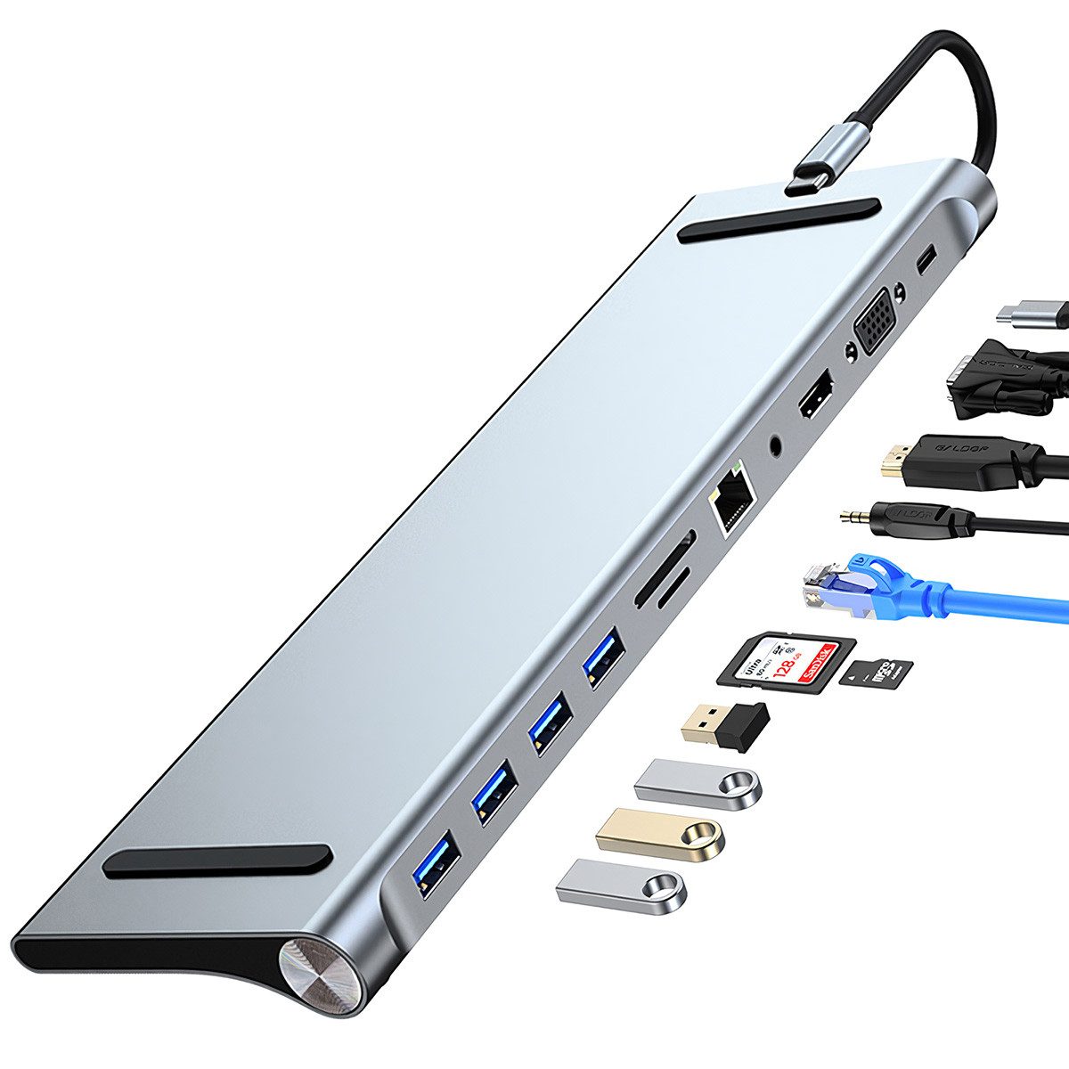 Welikera Laptop-Dockingstation 11-in-1 USB-C Hub Dockingstation mit 3 Display-Ausgängen 100W PD