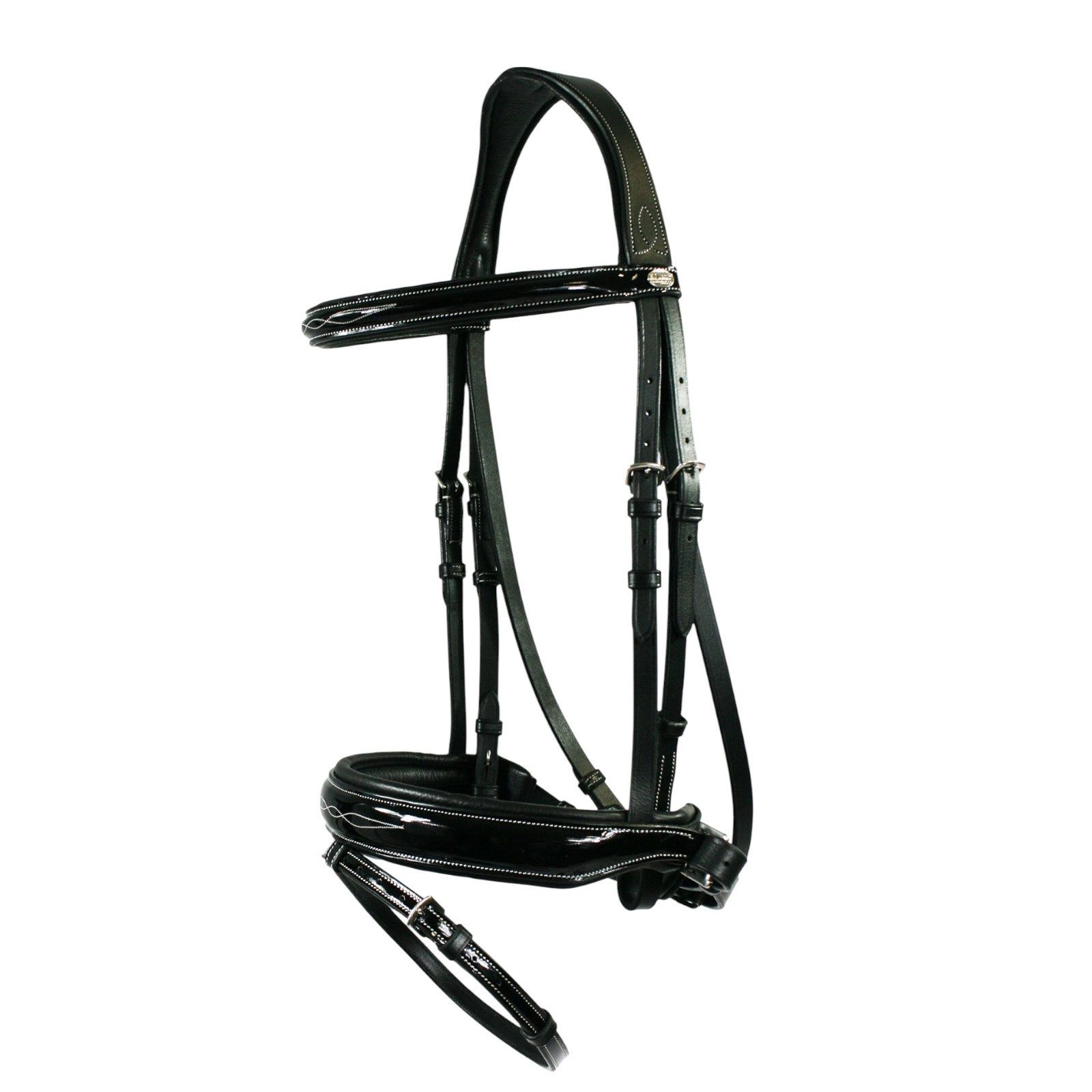Trensenzaum Trense Glossy Seams, schwarz - hochwertige Lacktrense für Pferde, S