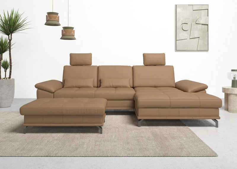 Places of Style Ecksofa Costello L-Form, incl. Sitztiefenverstellung und Armlehnfunktion, incl. 3 Nierenkissen