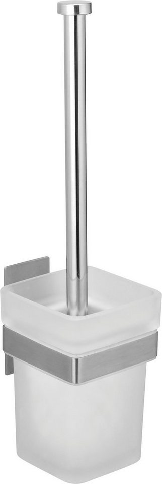 WENKO WC-Garnitur Turbo-Loc® Genova, matt, mit abnehmbaren Behälter, mit  Turbo-Loc Befestigung, (B x H x T): 9 x 35 x 10,6 cm,  Glas/Edelstahl/Kunststoff