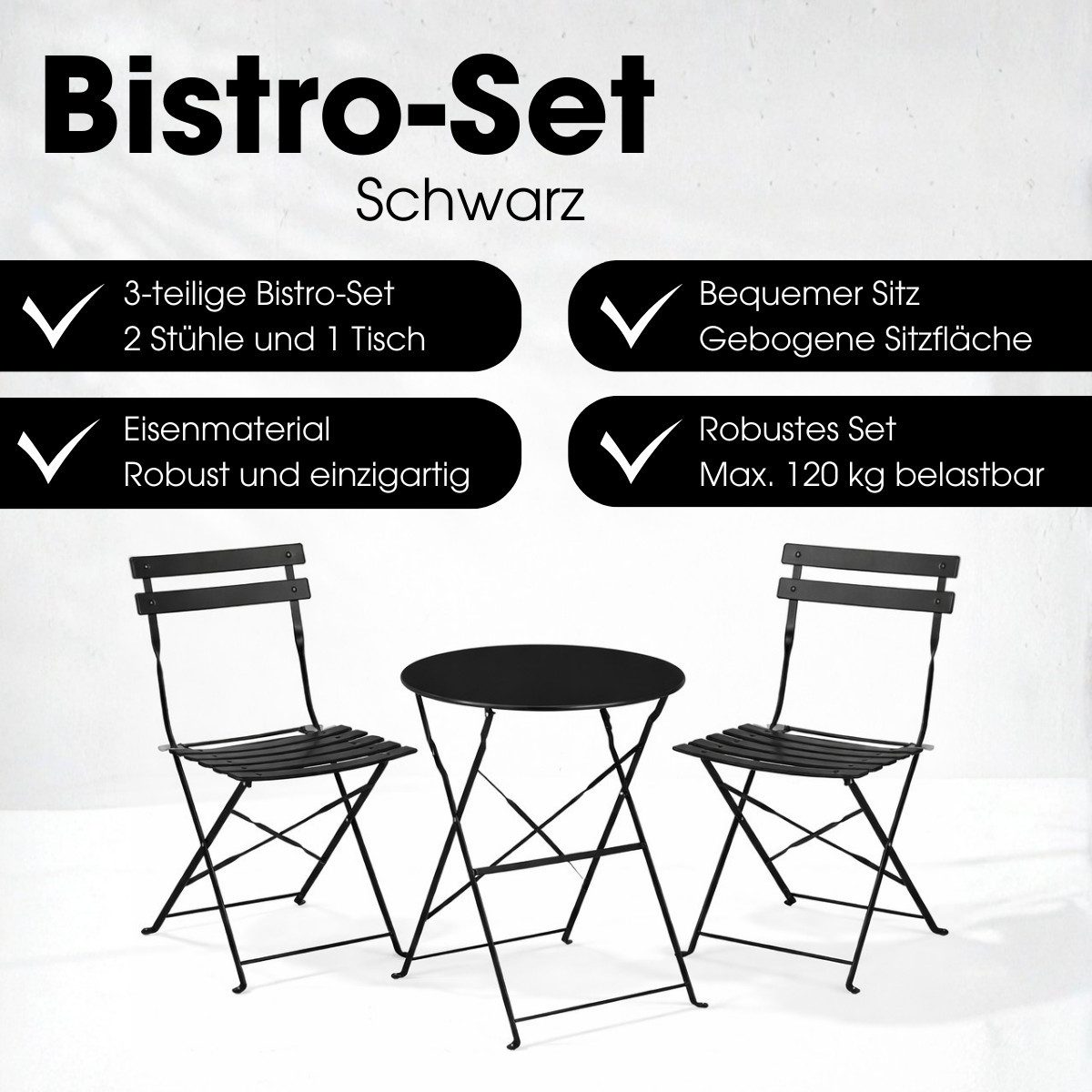Mica Decorations Bistrotisch Mica Decorations Laurence Metall Bistroset – Schwarz