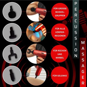 Gymform® Massagepistole Percussion Massager, 5-tlg., 4 Massageköpfe, 6 Geschwindigkeiten, sehr leise