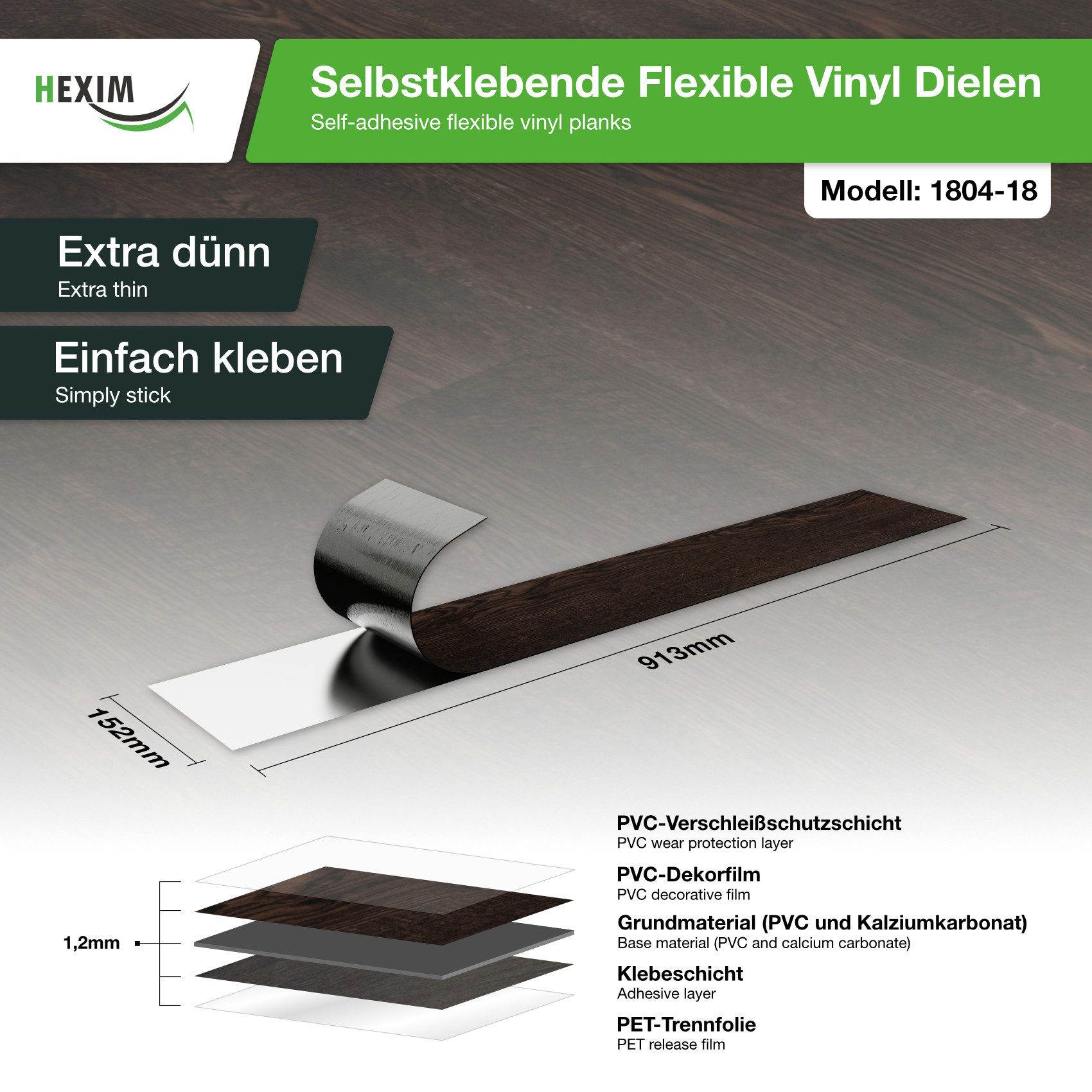 Hexim Vinylboden, Vinyldielen 0,97m² selbstklebend PVC Wandverkleidung Bode günstig online kaufen