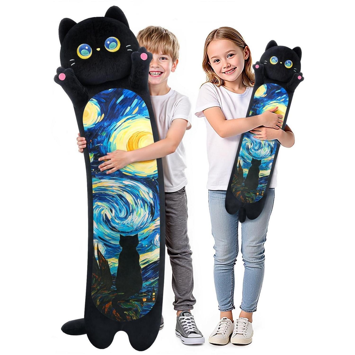 LuxusKollektion Kuscheltier Kuscheltier Plüschkissen Katze 110cm Sternenhimmel Katze 110 cm