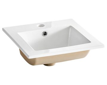 einfachgutemoebel Waschtisch-Set Badezimmer Waschplatz ARUBA 40cm, mit Einbaubecken weiß, goldeiche