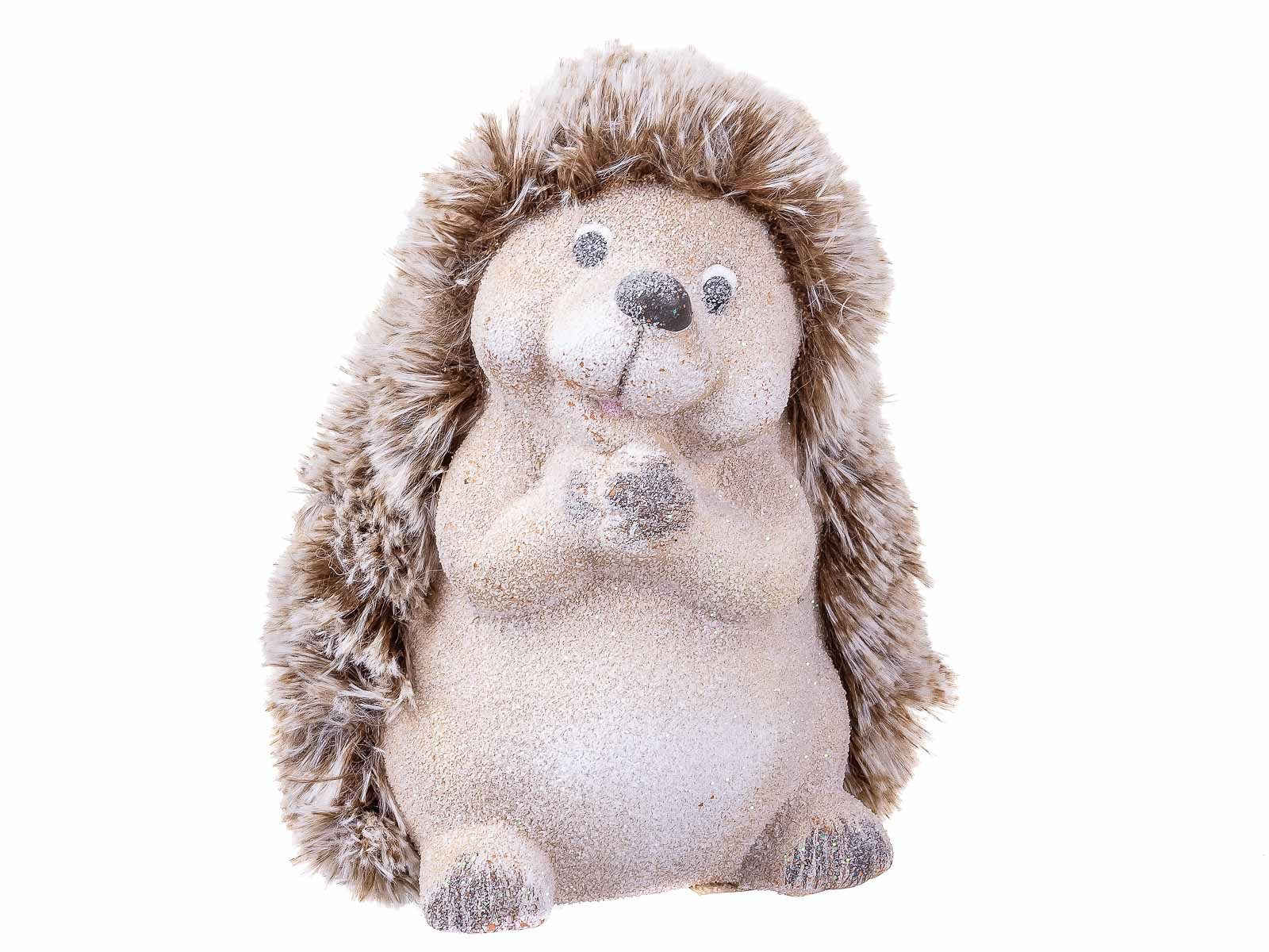 CEPEWA Dekofigur Keramik Igel mit Fell Dekofigur ca. 19 cm (Stück, 1 St., 1)