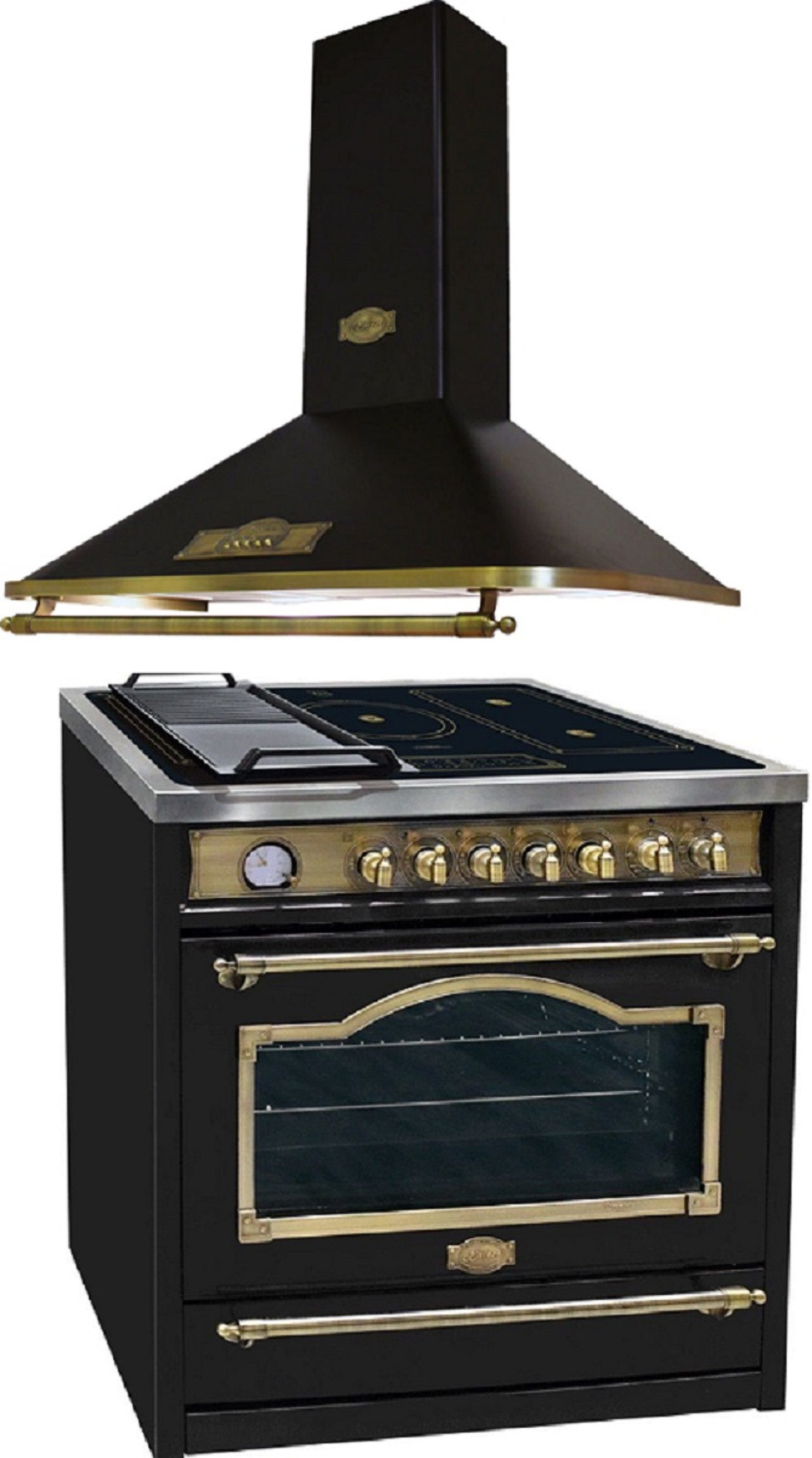 Kaiser Küchengeräte Induktions Herd-Set HC 93655 IEm+A 9315 Em, mit 1-fach-Teleskopauszug, Elektro Standherd 90 cm + Dunstabzugshaube 90 cm