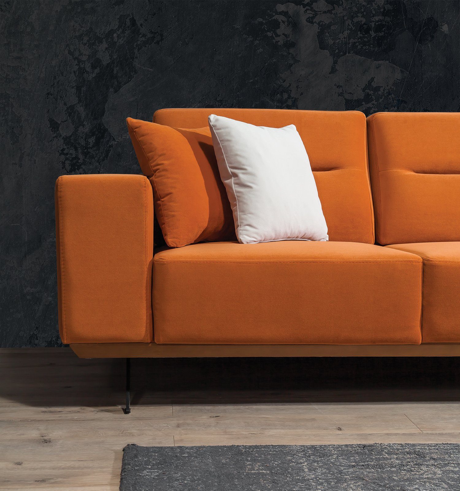 Sofa made Terracotta Sitztiefenverstellung, 1 TURKEY, Stk. eleganter Samtstoff in 3-Sitzer, Villa Soprano, Möbel Qualtiy