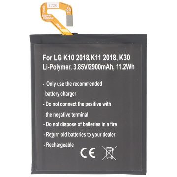 AccuCell Akku passend für LG K10 2018, K11 2018, K30, Li-Polymer, 3,85V, 2900m Akku 2900 mAh (3,9 V)