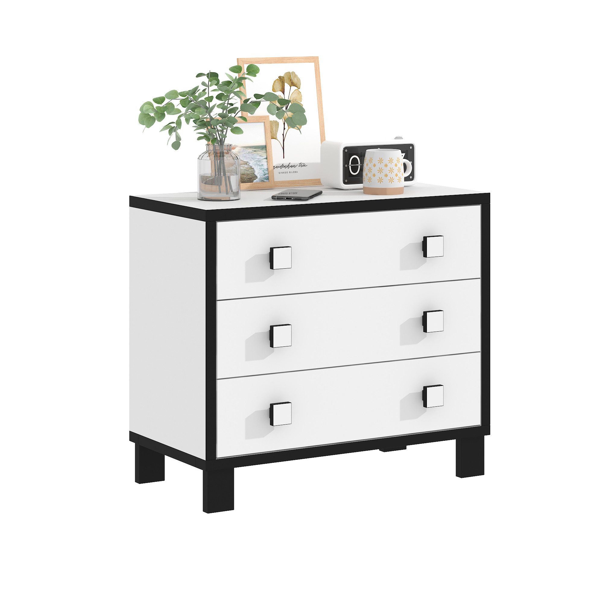 FUFU&GAGA Nachttisch mit 3 Schubladen, 80 x 40 x 70 cm günstig online kaufen