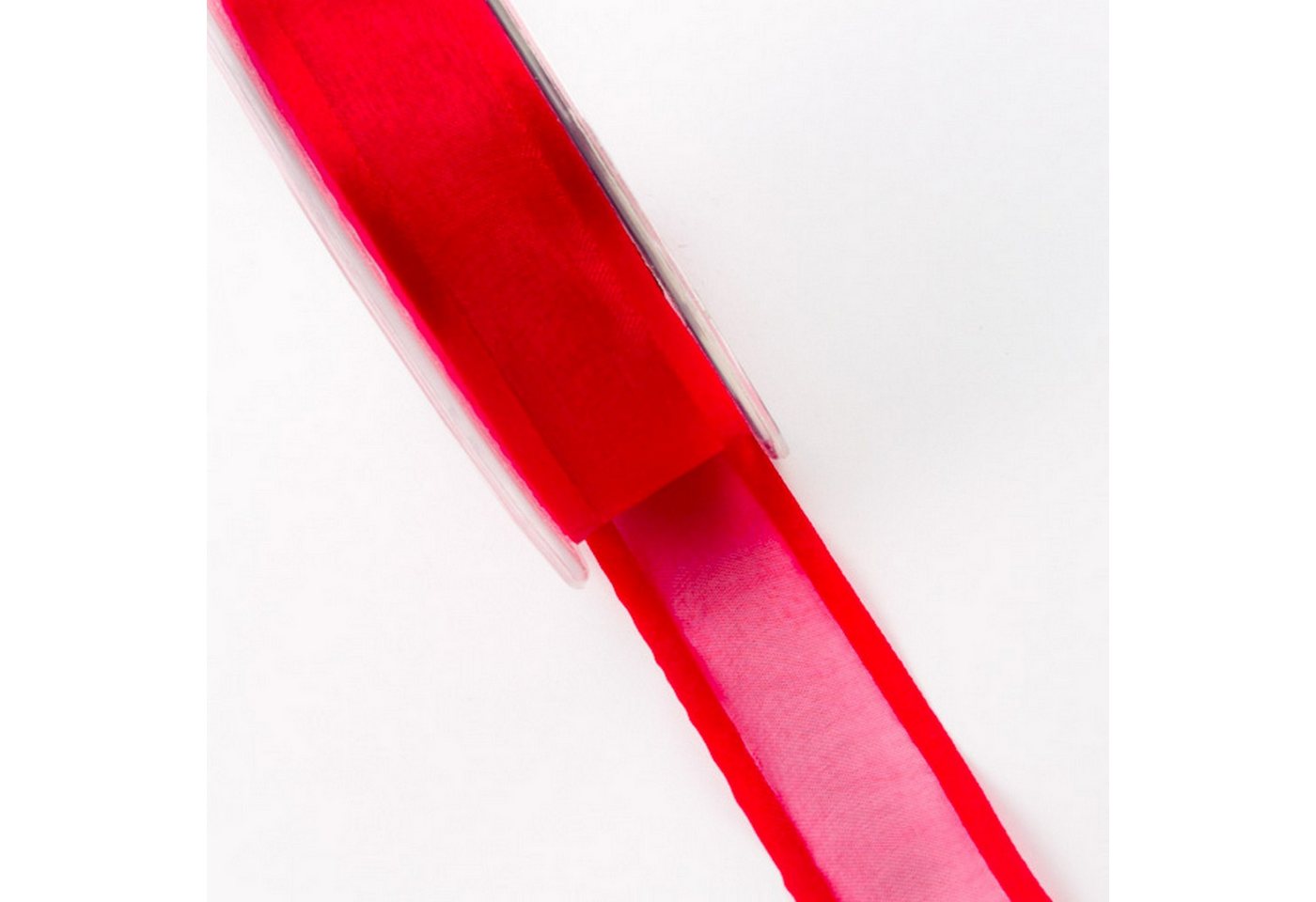 Thumbnail - Deko AS Dekoband Organzaband mit Satinkante rot - 25 mm Breite auf 25 m Rolle - 5002…