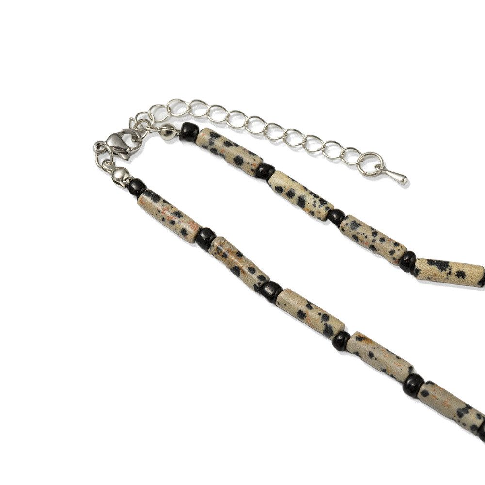 Firetti Collier Schmuck Geschenk Edelstahl Halsschmuck Halskette Edelstein, Made in Germany - mit Dalmatiner Jaspis, Onyx