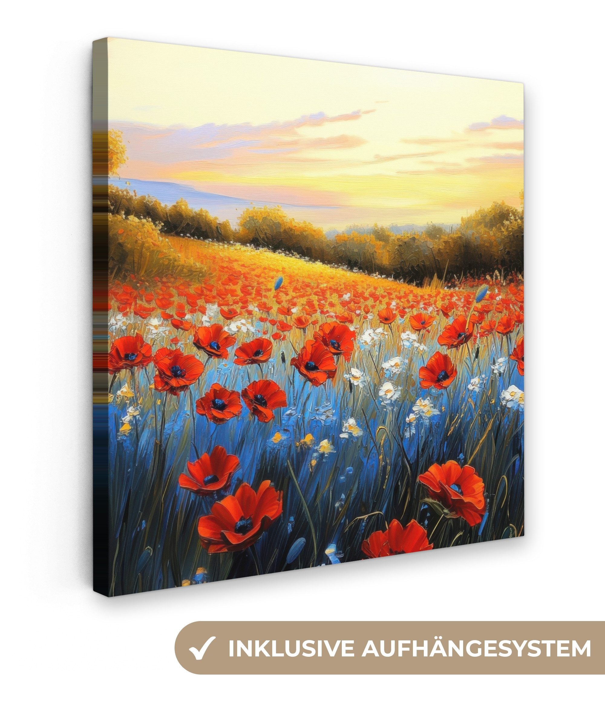 OneMillionCanvasses® Leinwandbild Mohn - Blumenfeld - Farbenfroh, Fotodruck günstig online kaufen