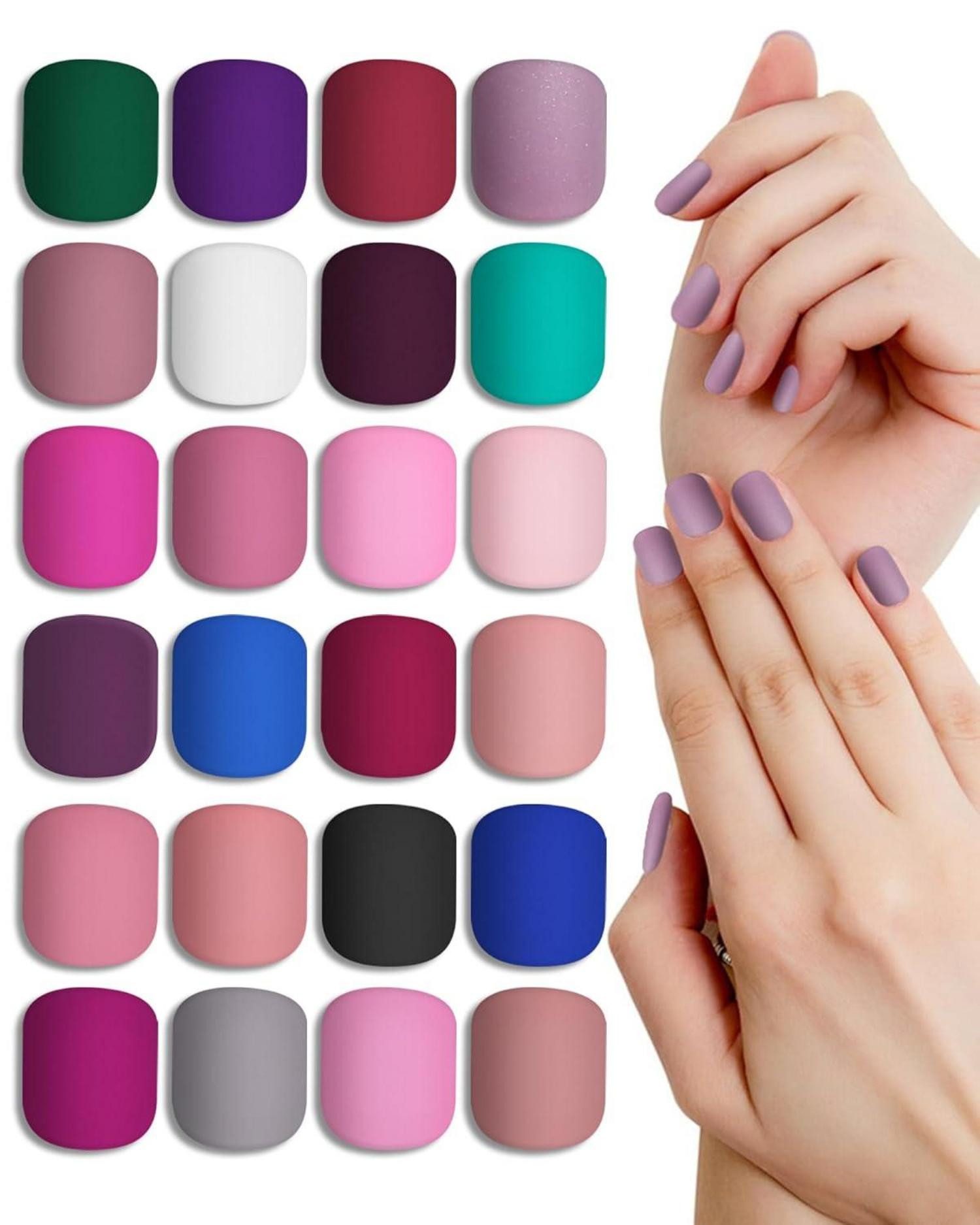 LuxusKollektion Искусственные ногти 24er Pack Matt Eckig Nagel Aufkleben Hochwertig Kunstnägel Kurz