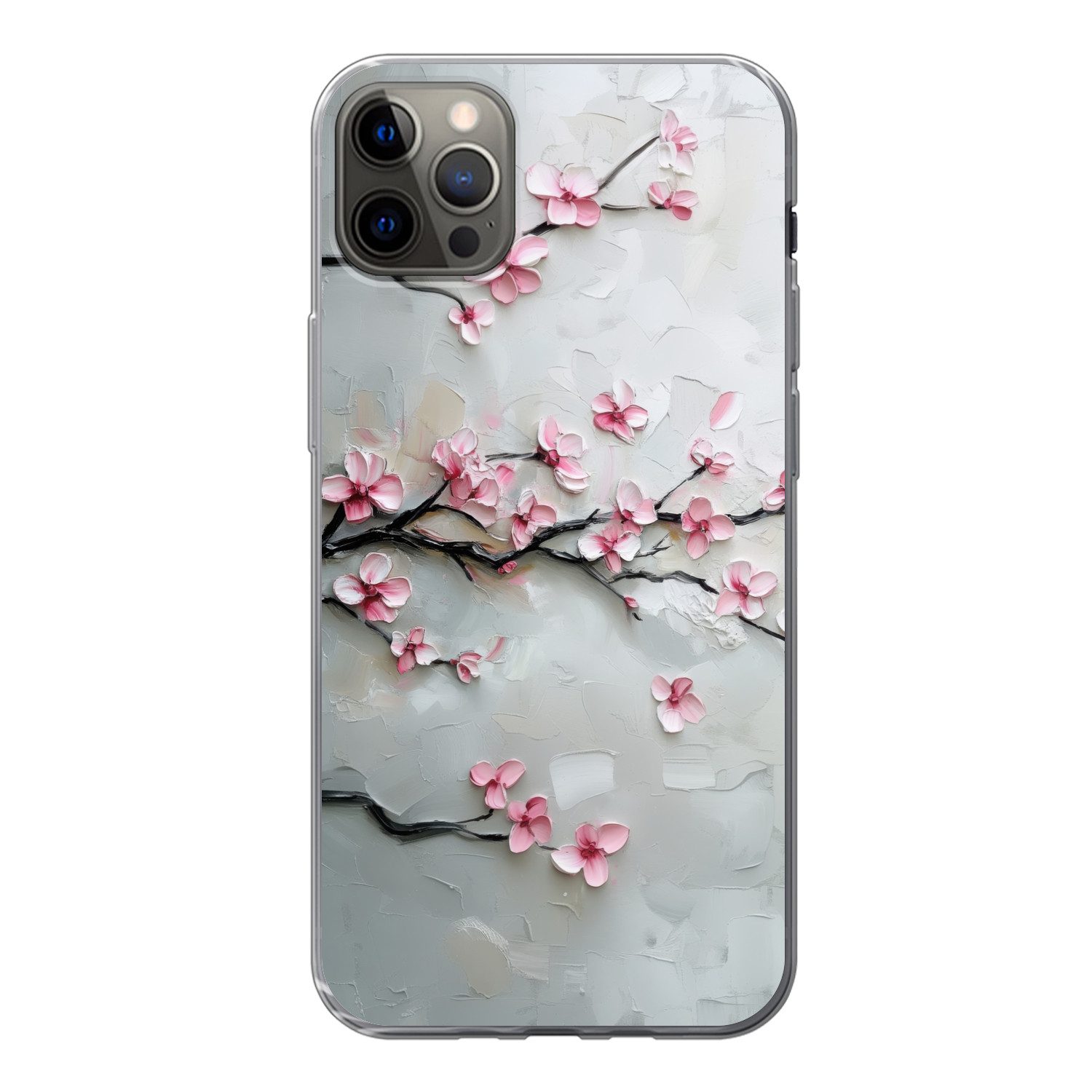MuchoWow Handyhülle für Apple iPhone 13 Pro Max Blüte - Künstlerisch - Rosa - Sakura, Smartphone-Bumper, Print, Handy Schutzhülle Dünn