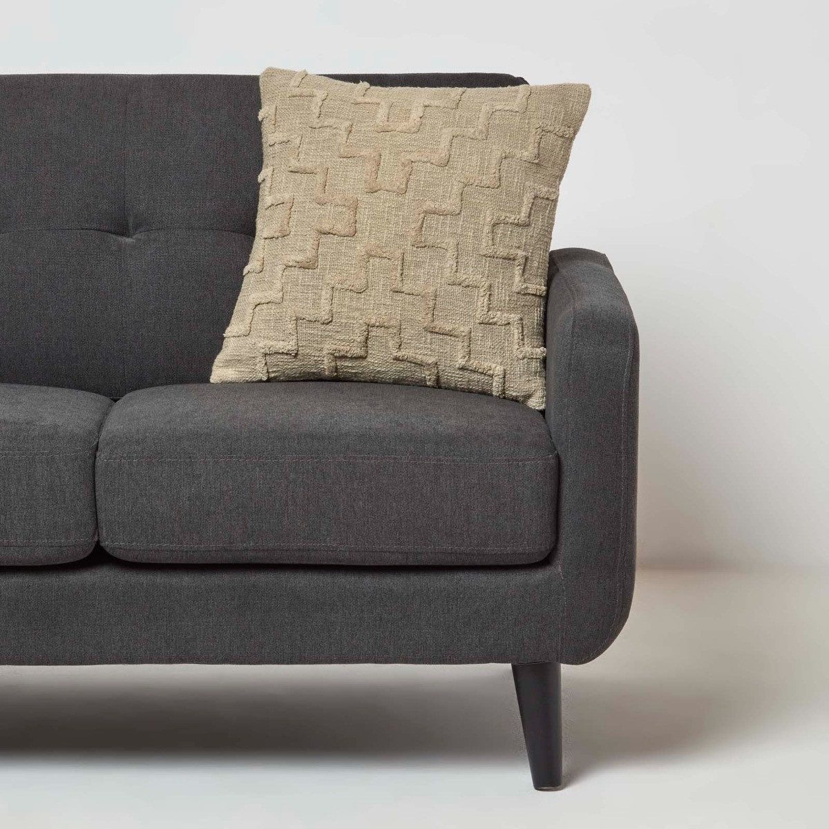 Homescapes Dekokissen Tufted Kissen beige 45 x 45 cm – Dekokissen geometrisch gemustert