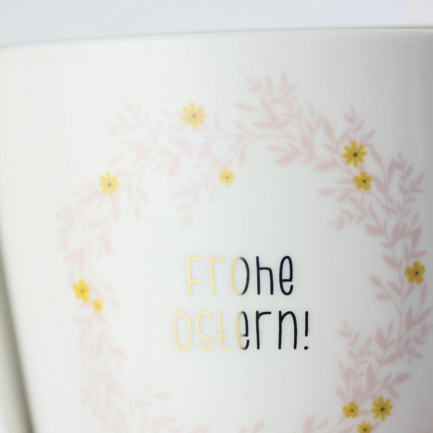 Grafik Werkstatt Tasse Kaffeetasse, Tasse mit Goldveredelung, Goldtasse Frohe Ostern, 1-tlg., Porzellan, Goldveredelung