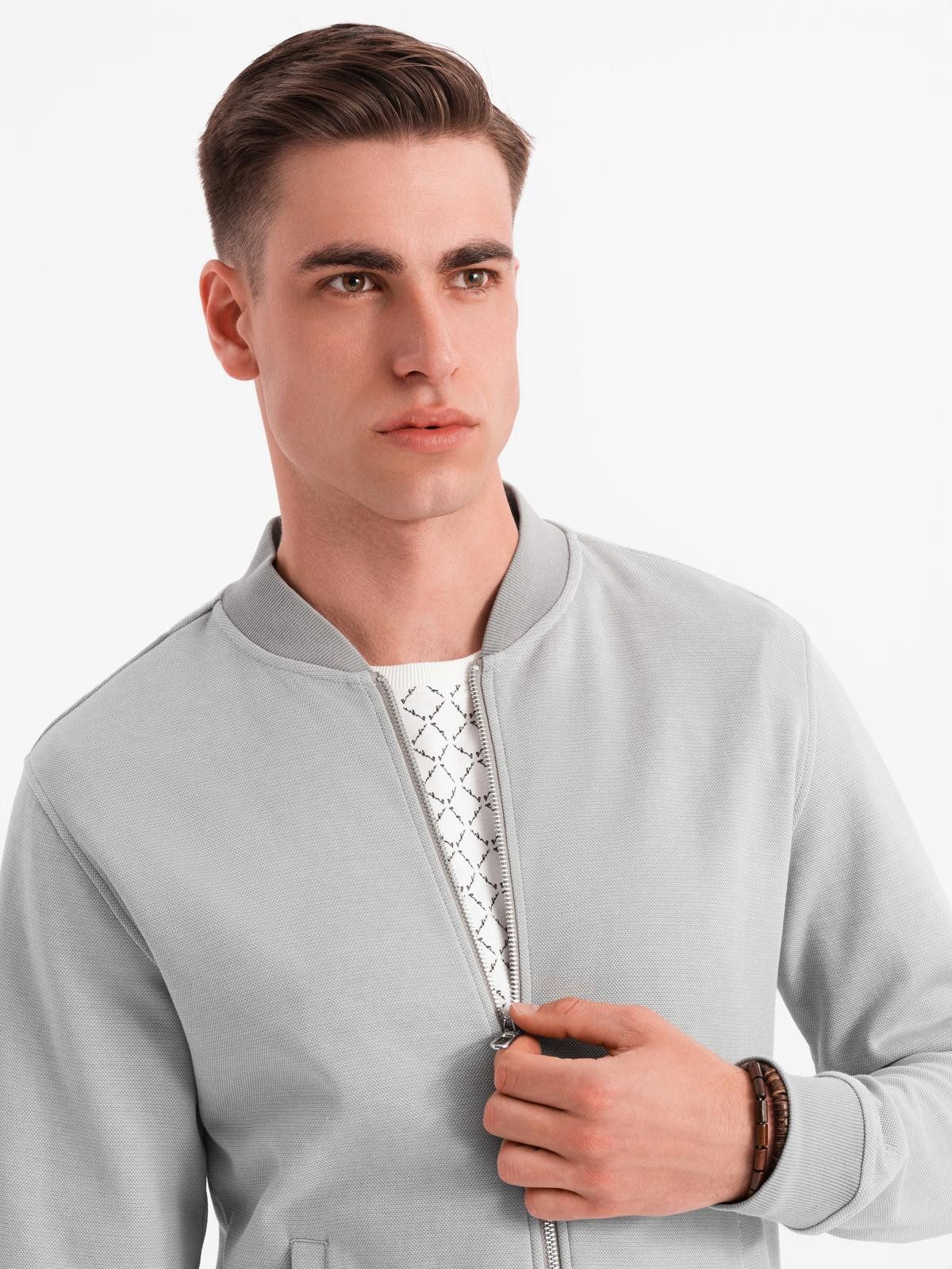 OMBRE Sweatjacke Bomberjacke aus Piqué-Strick für Männer günstig online kaufen