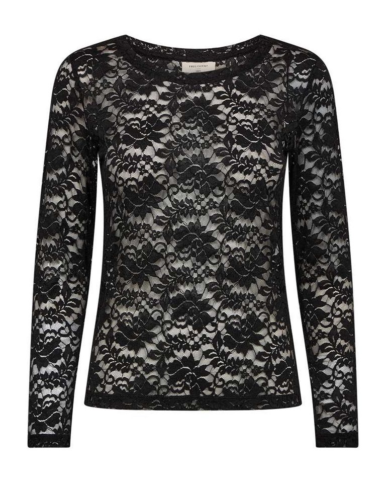 FREEQUENT Langarmshirt Style Saldo mit Spitzen-Details / Transparenter Look