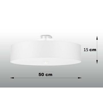 etc-shop Deckenstrahler, Leuchtmittel nicht inklusive, Deckenleuchte Deckenlampe Stoff Weiß Glas Stahl L 50 cm Wohnzimmer