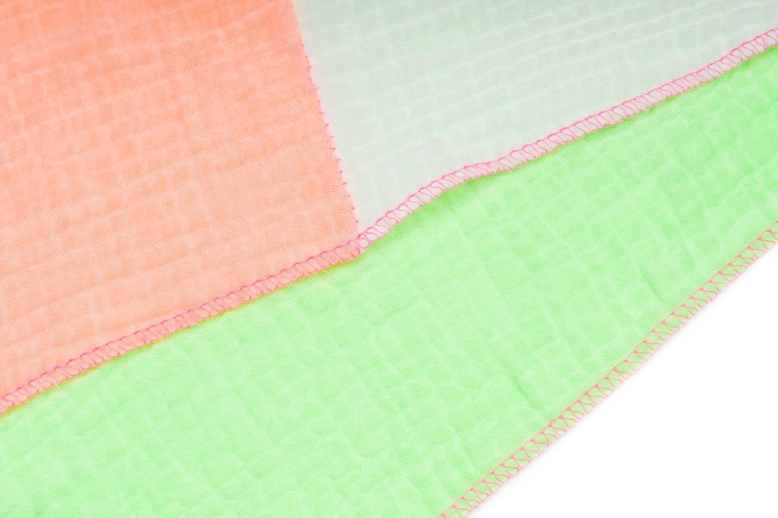 (1-St), Musselin styleBREAKER Dreieckstuch Dreieckstuch, 3-Farbiges Neongrün-Neonorange-Weiß
