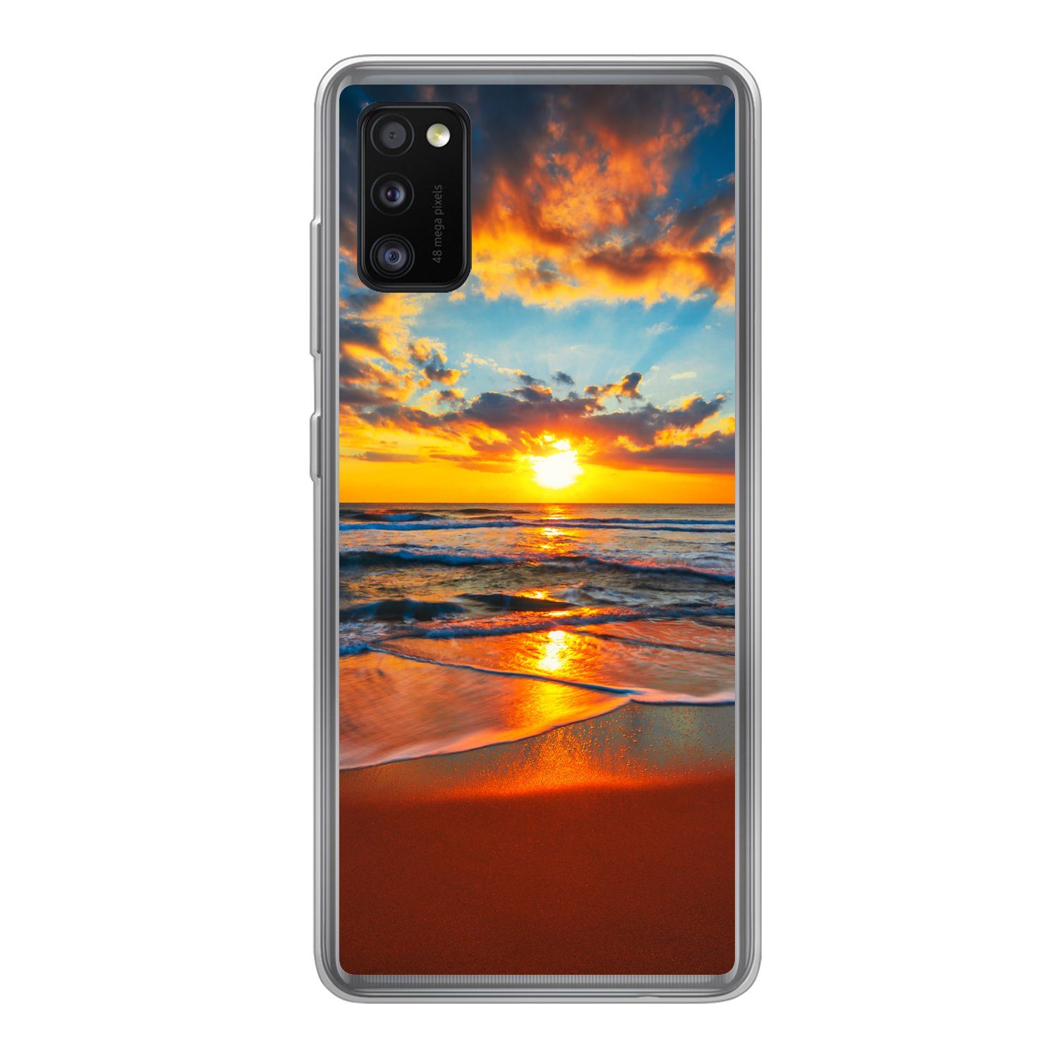 MuchoWow Handyhülle für Samsung Galaxy A41 Meer - Sonnenuntergang - Strand - Wolken - Oran, Smartphone-Bumper, Print, Handy Schutzhülle Dünn