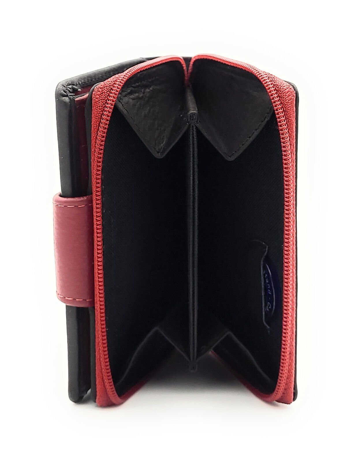 Mini kleines Schutz, JOCKEY rot Leder CLUB Portemonnaie Reißverschlussmünzfach, mit echt schwarz Geldbörse RFID
