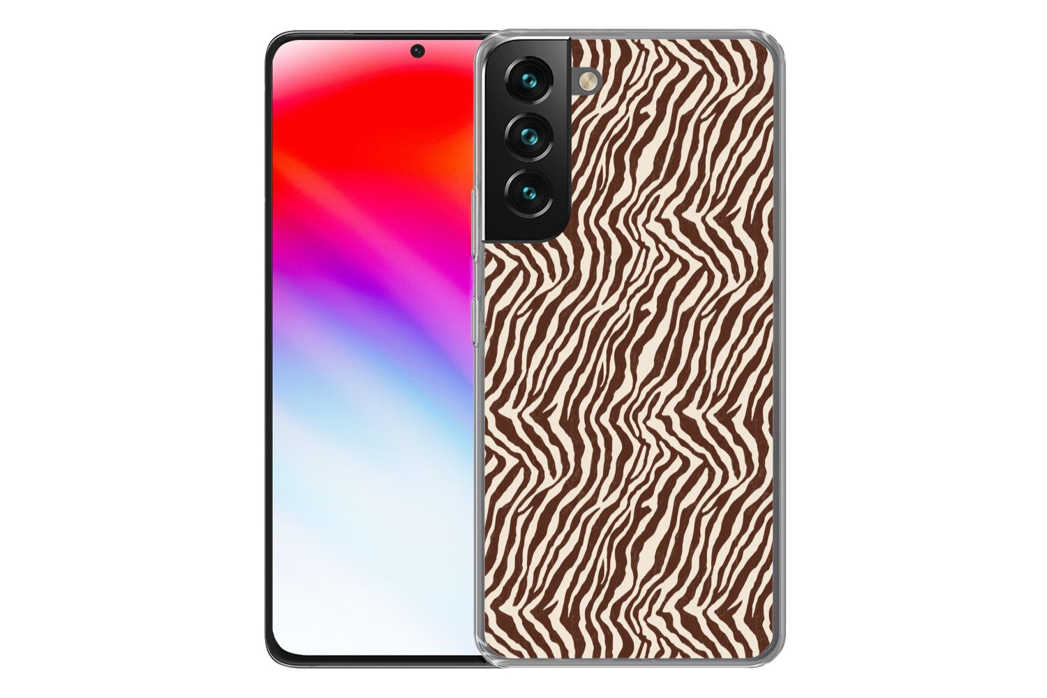 MuchoWow Handyhülle für Samsung Galaxy S22 Zebra - Muster - Schwarz - Weiß, Phone Case, Silikon, Schutzhülle Dünn
