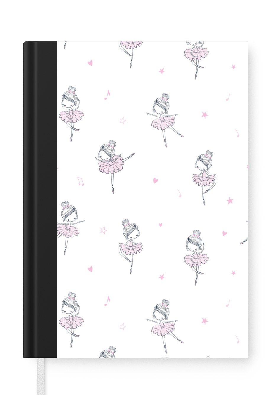 MuchoWow Notizbuch Mädchen - Ballett - Rosa - Muster - Mädchen - Kinder - Kinder, Journal, Merkzettel, Tagebuch, Notizheft, A5, 98 Seiten, Haushaltsbuch