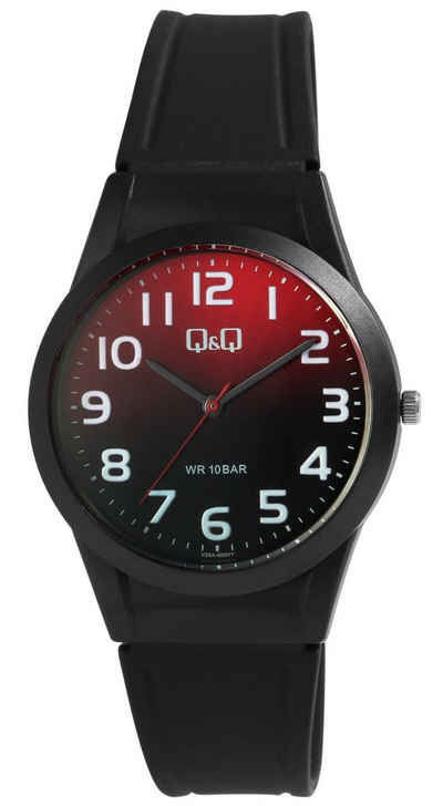 Q&Q Quarzuhr analoge Unisex Armbanduhr mit Silikonarmband 10 Bar V25A-00