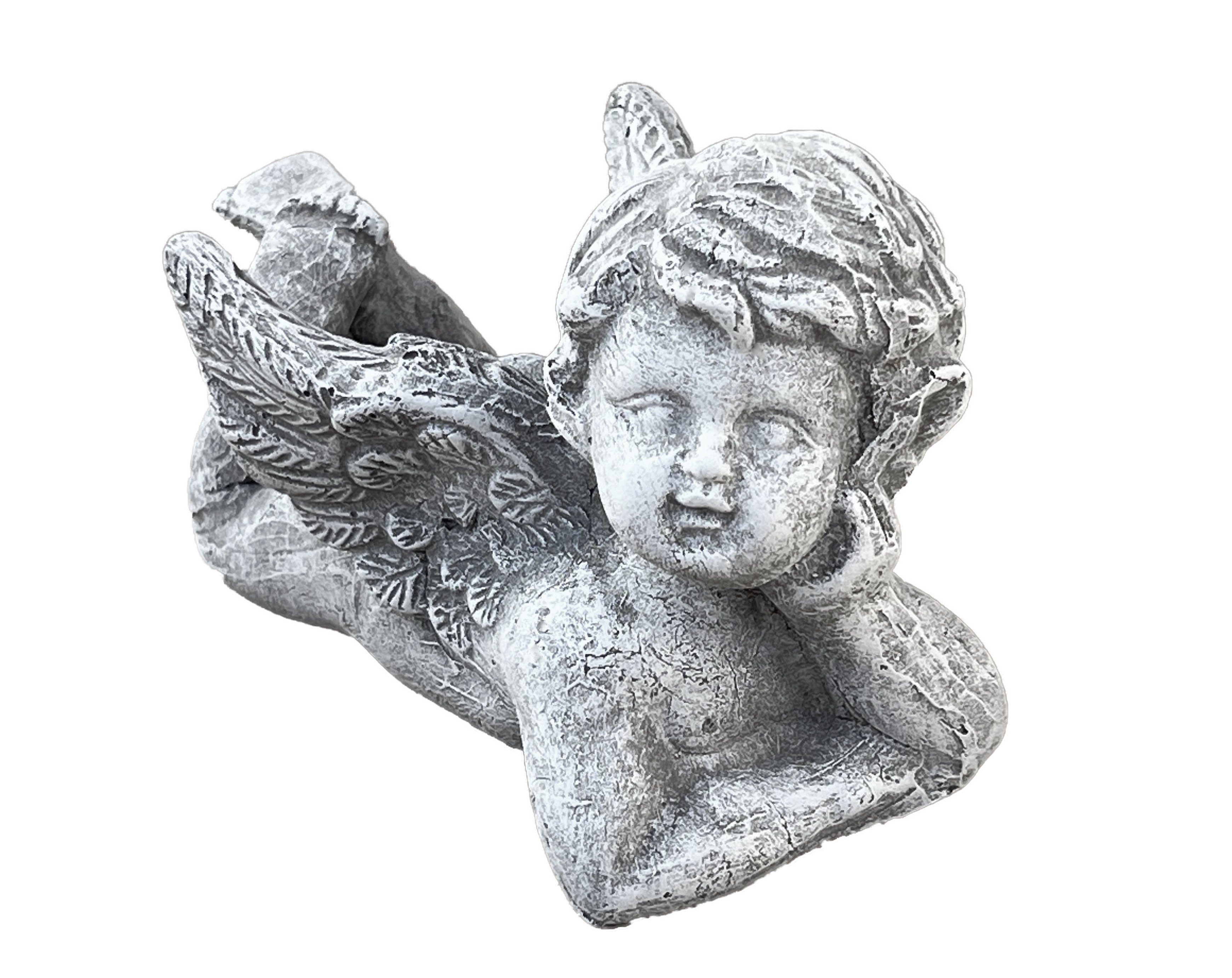 Stone and Style Engelfigur Frostfeste Steinfigur liegender Engel auf Bauch