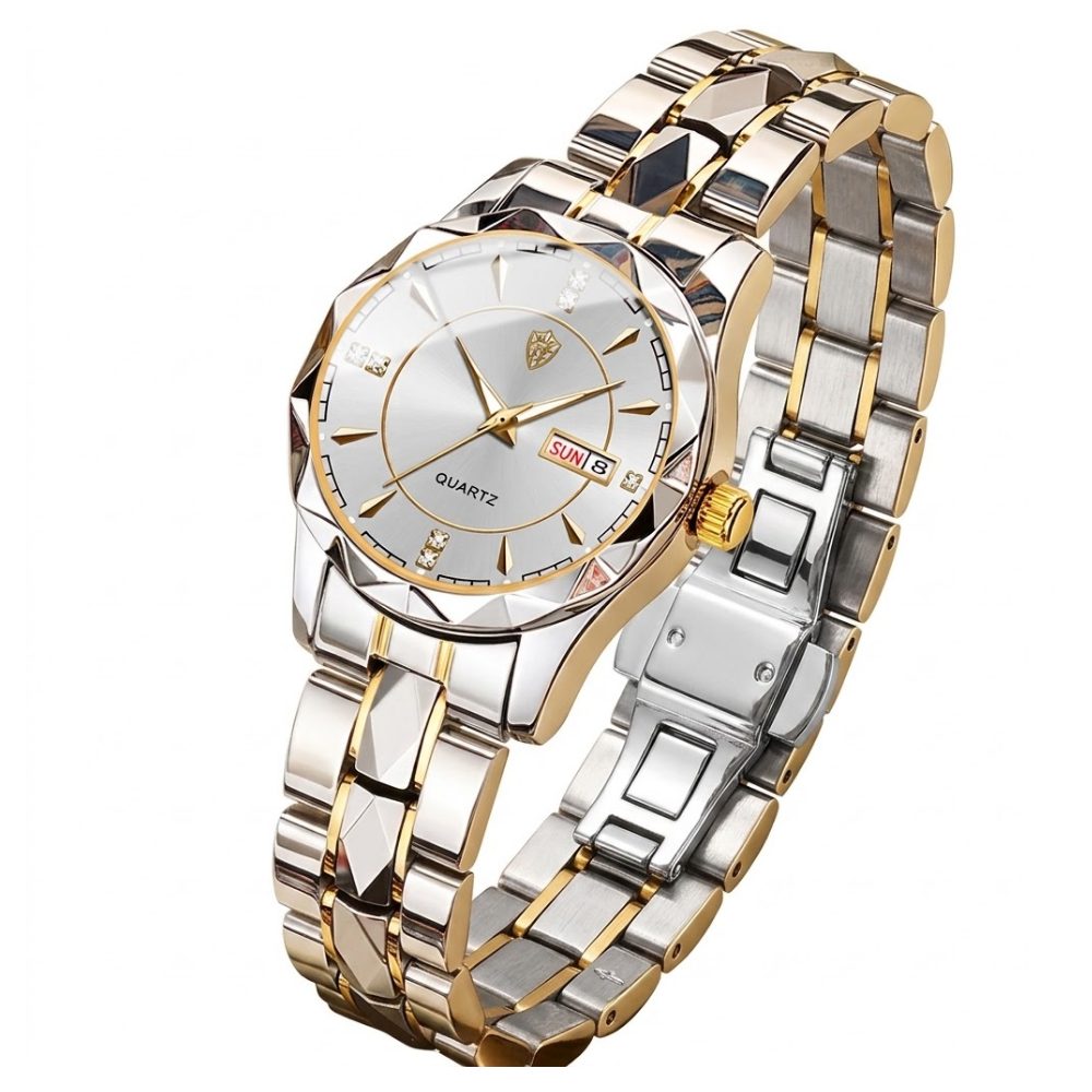 Athlix Quarzuhr Analoge Damen-Armbanduhr Edelstahl Quarzwerk elegant B5552, 3 Bar (spritzwassergeschützt / regenfest), Angenehmes Tragegefühl