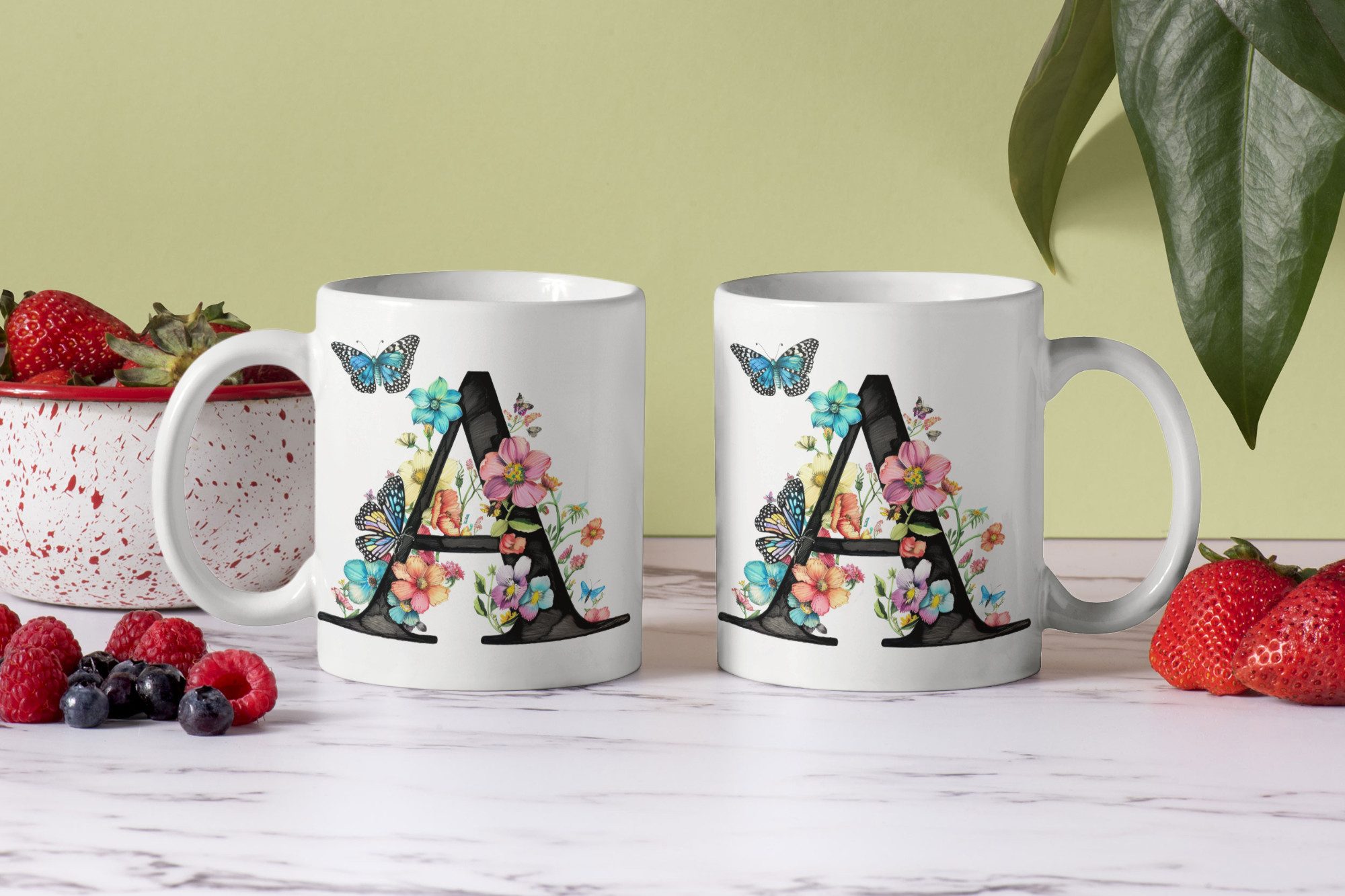 WS-Trend Tasse Name A bis Z Blumen Schmetterlinge Kaffeetasse Teetasse Geschenkidee, Keramik – Bild 2 von 2