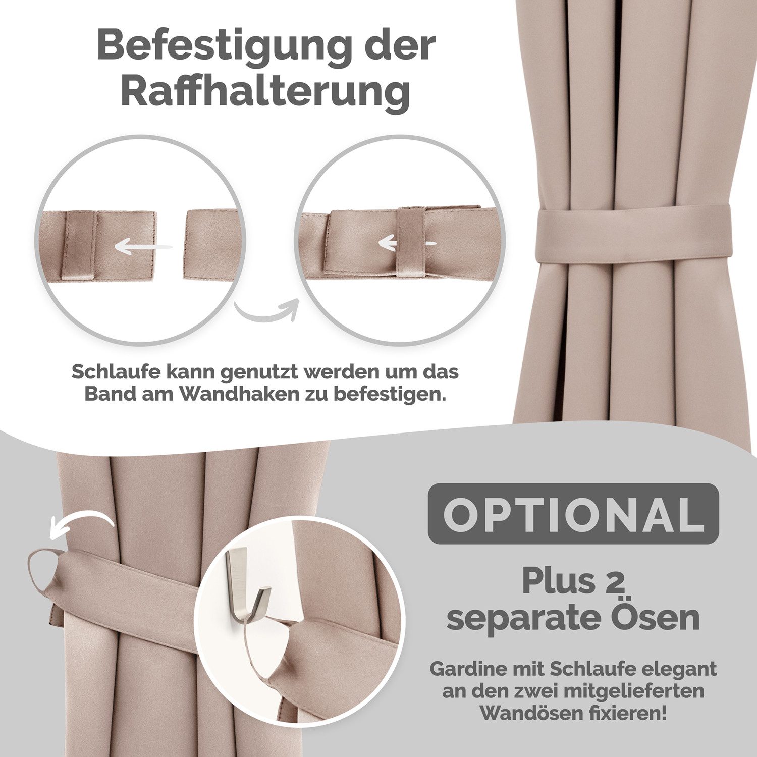 Blumtal Raffhalter Raffhalter für Vorhänge 2er-Set, Raffhalterung in 72x5 cm, Gardinen, Dekoschals, Gardinenschienen, Vorhänge, Schiebegardinen, für Stoffe und Vorhänge, einfache Befestigung und Dekoration