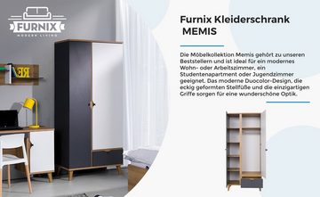 Furnix Kleiderschrank MEMIS 90 cm 2-türiger Garderoben oder Kleiderschrank Eiche Gold B90 x H200 x T52 cm