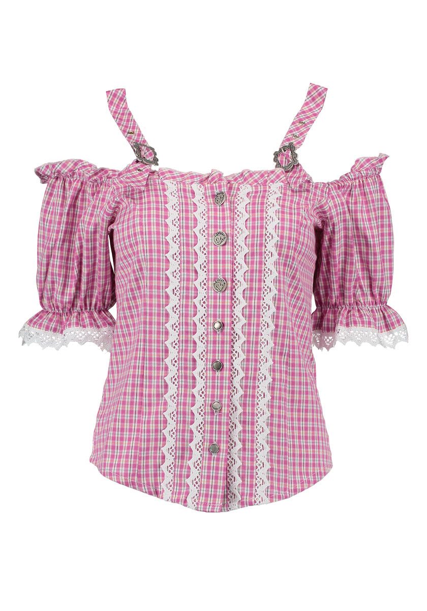 OS Trachten Trachtenbluse Kivori Tailliert, Bluse mit Trägern, Puffärmel, S günstig online kaufen