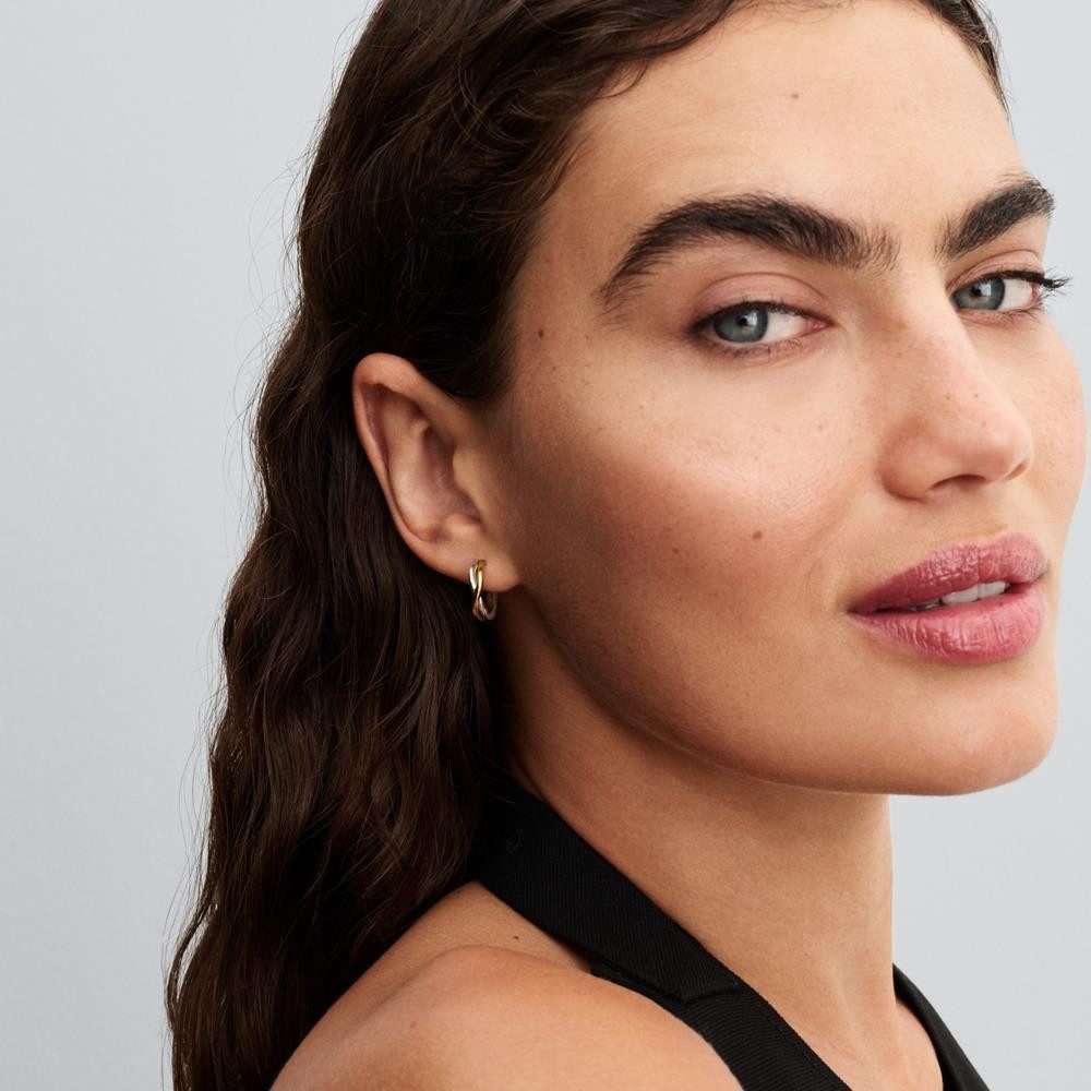 Pandora Paar Ohrstecker PANDORA Essence Steckcreolen für Damen, IP Gold, 925er Silber