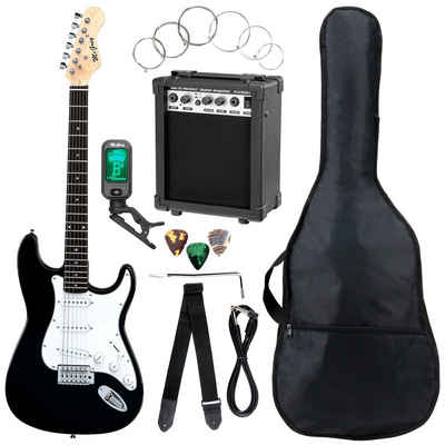 McGrey E-Gitarre Rockit elektrische Gitarre, ST-Style, Komplettset 4/4, 8-St., inkl. Verstärker, Tasche, Stimmgerät, Plektren, Gurt und Kabel, 10 Watt (RMS) Gitarrenverstärker inklusive!