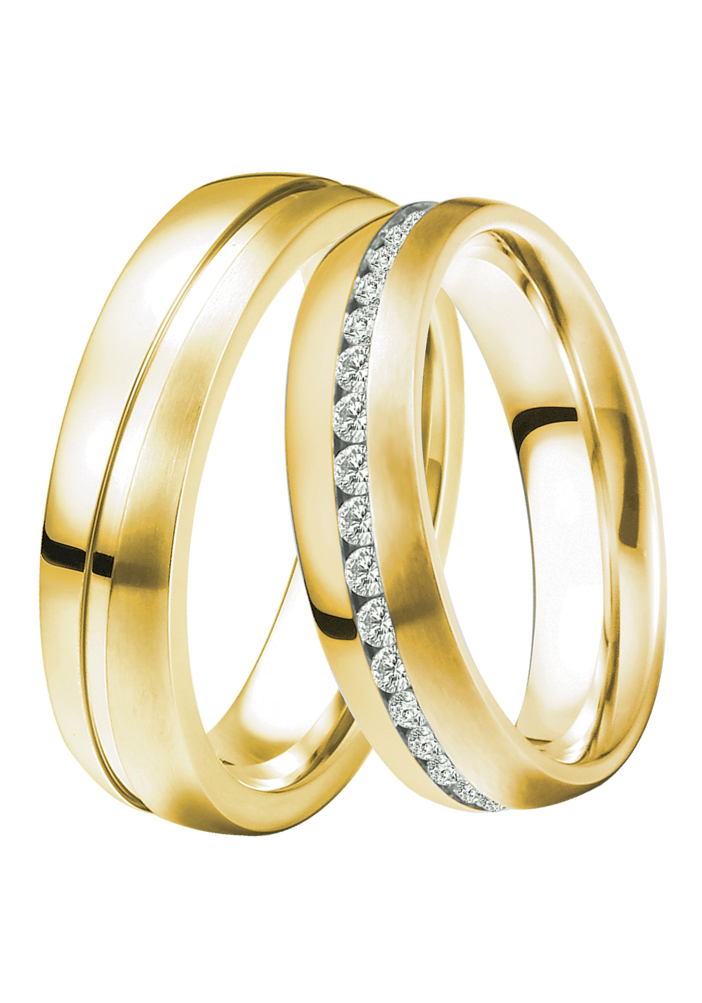 DOOSTI Trauring Schmuck Geschenk Silber 925 Trauring Ehering Partnerring LIEBE, wahlweise mit oder ohne Zirkonia