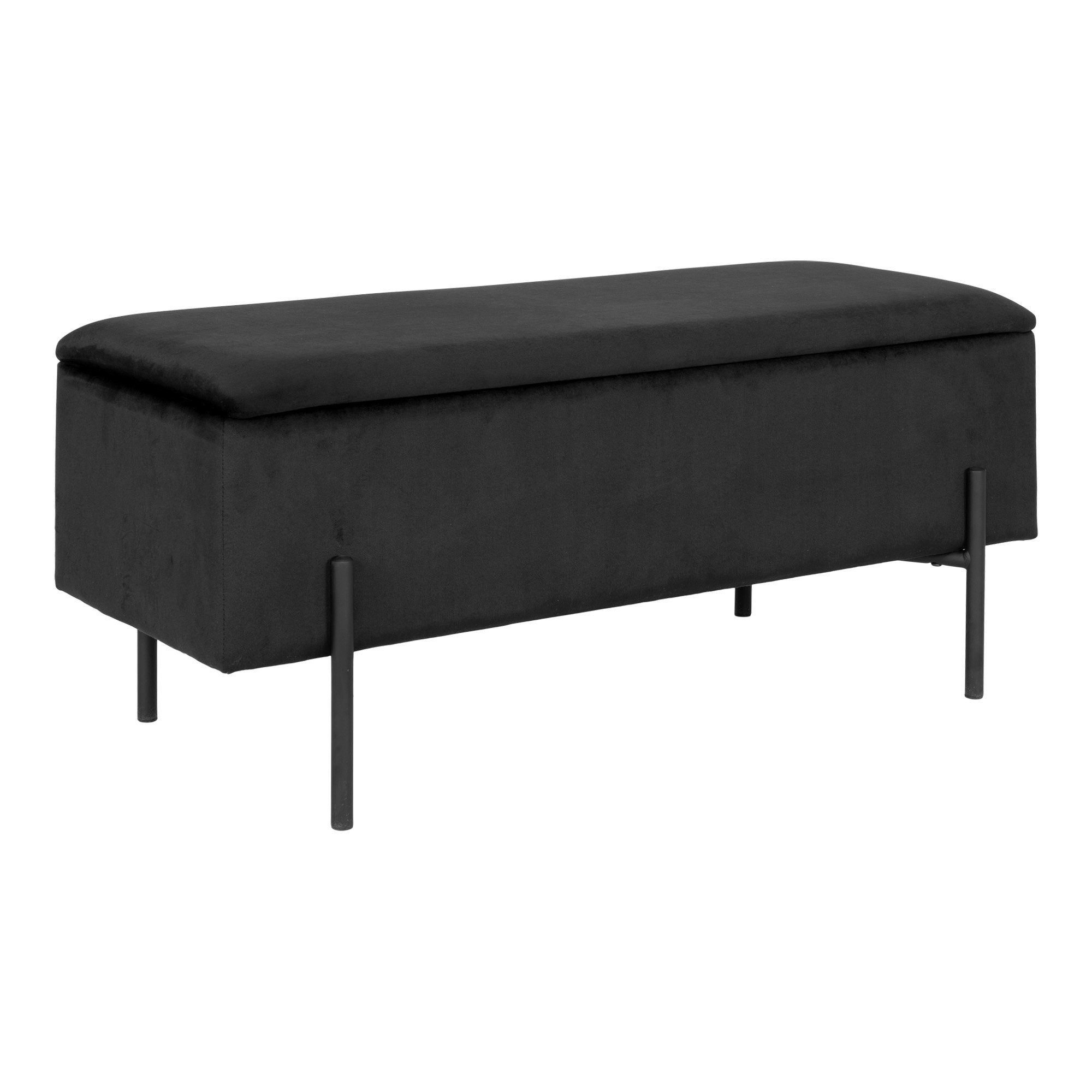 House Nordic Truhenbank Watford, in Schwarz, Stoff - 95x46x36,5cm (BxHxT)