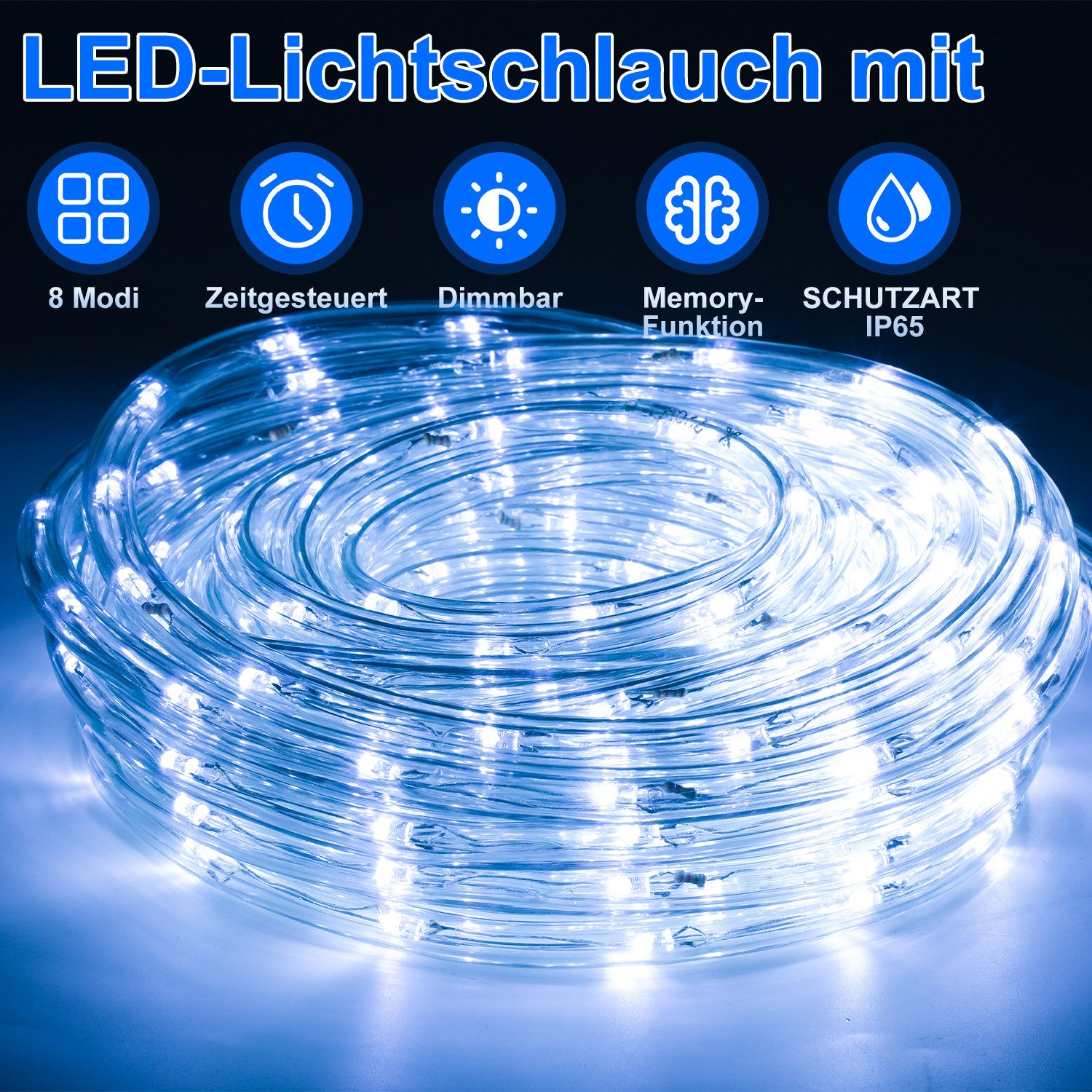 Clanmacy Lichterschlauch LED Lichtschlauch Blau Außen Lichterkette Party Ga günstig online kaufen