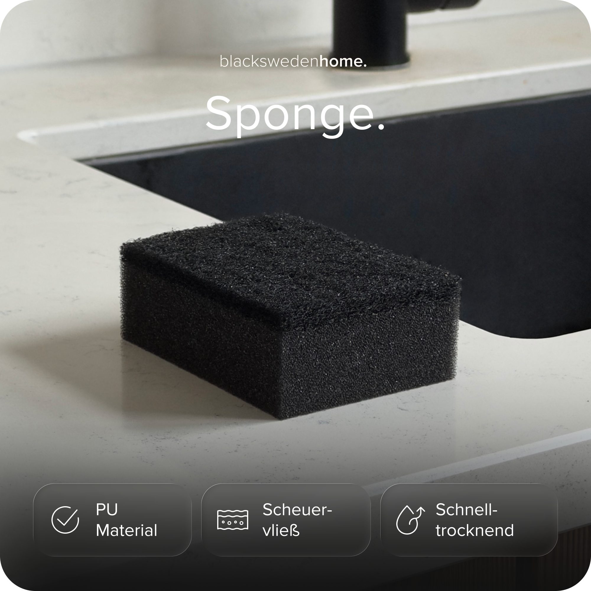 blackswedenhome. Geschirrschwamm Spülschwamm 12 Stück SVAMP Küchenschwamm Schwamm Schwarz, 12 Stück, PU-Schaum, Scheuervlies